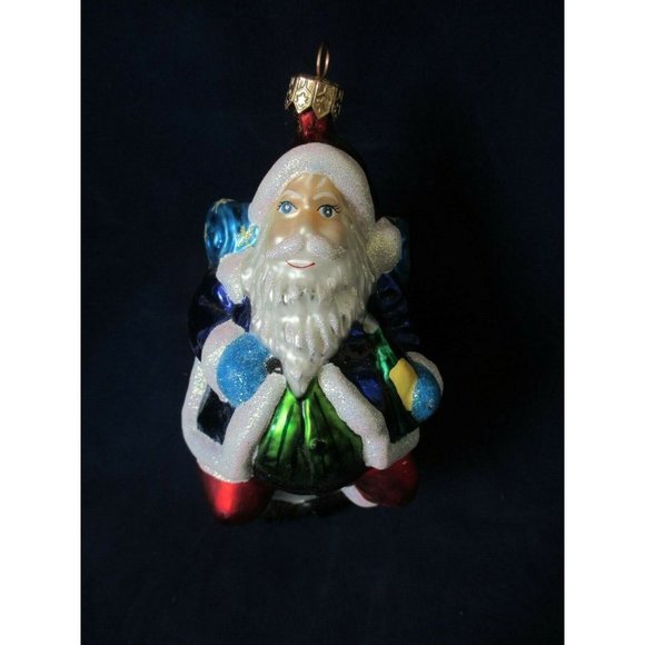 Vintage Christopher Radko Mercury Style Glass Santa On Sleigh w/ Bottle Ornament - Picture 2 of 12